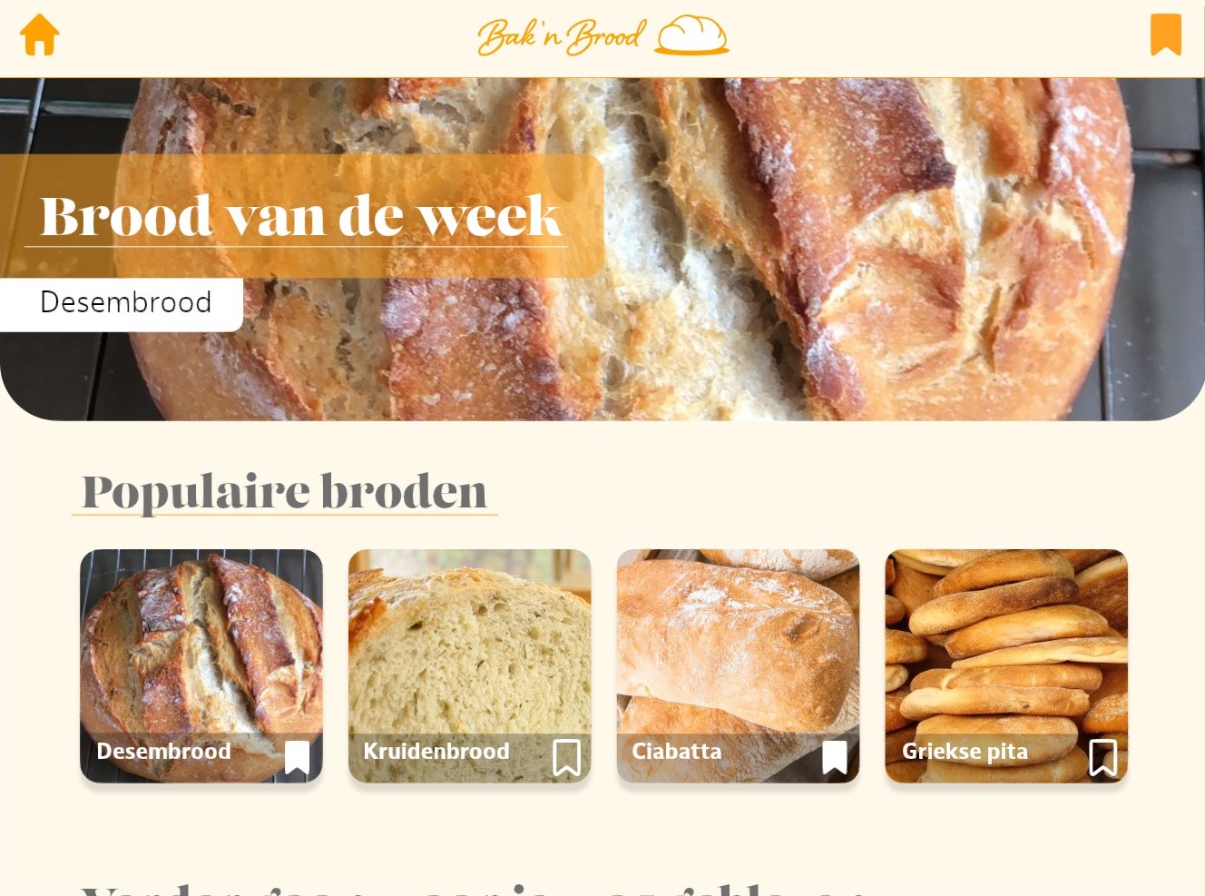 Bak 'n Brood Home Screen