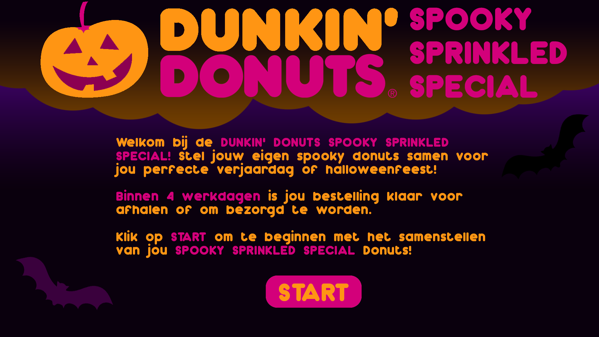 Dunkin Donuts Start Screen